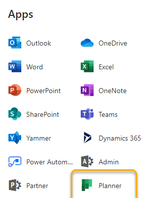 Microsoft Planner Menu button