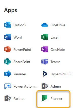 Microsoft Planner Menu button